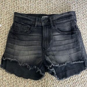Express black denim shorts